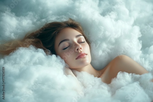 woman sleeping on a cloud