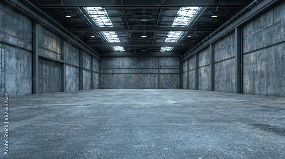 Obraz premium Empty Industrial Warehouse