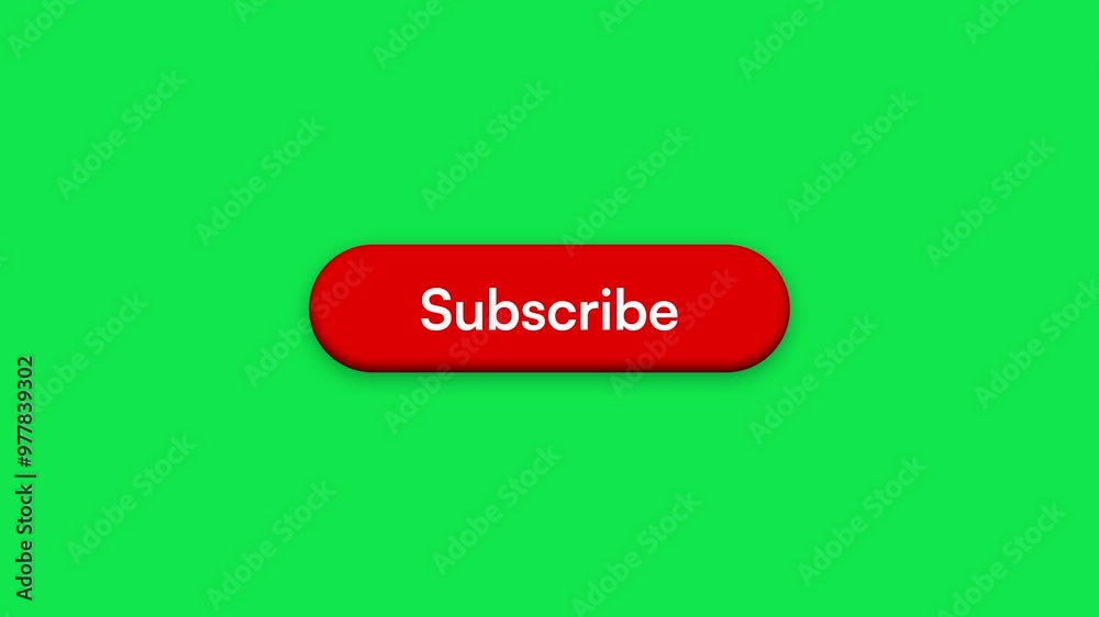 Moving 3D red subscribe social media button on chroma key green screen alpha channel background Moving 3D red subscribe social media button on chroma key green screen alpha channel background