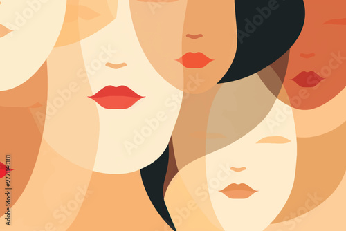 Abstract faces colorful women art
