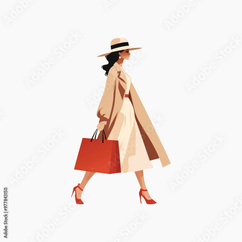Stylish woman shopping illustration