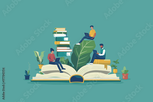 Continuous Learning and Lifelong Education for Professional Development and Mental Growth Encouraging Concept with Book Reading Illustration