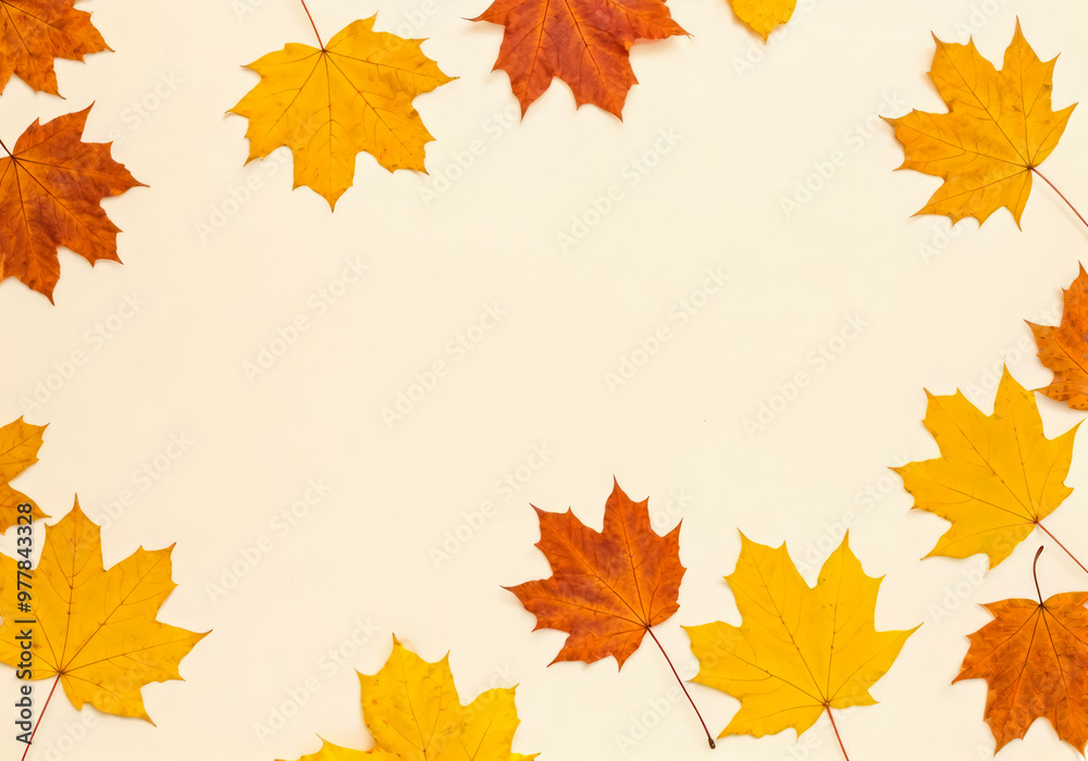 autumn falling leave as frame design natural banner poster product autumn falling leave as frame design natural banner poster product