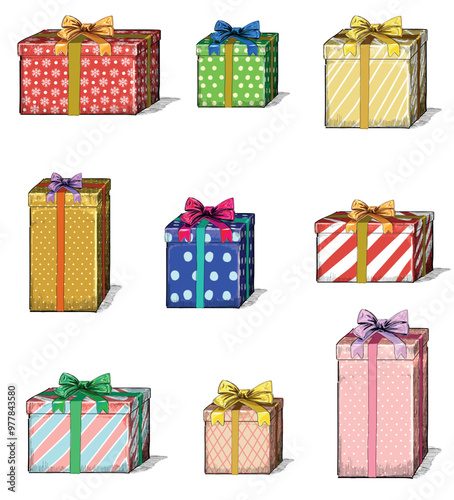 box christmas present gift vector isolated on white background photo