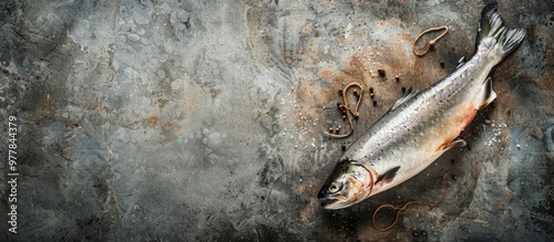 salmon raw fish fresh seafood second course healthy meal dietary food snack on the table copyspace food background rustic top view pescatarian diet photo