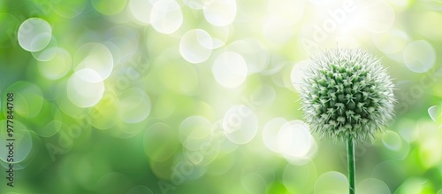 Echinops or Globe Thistle Blurred Green Background Copy Space photo