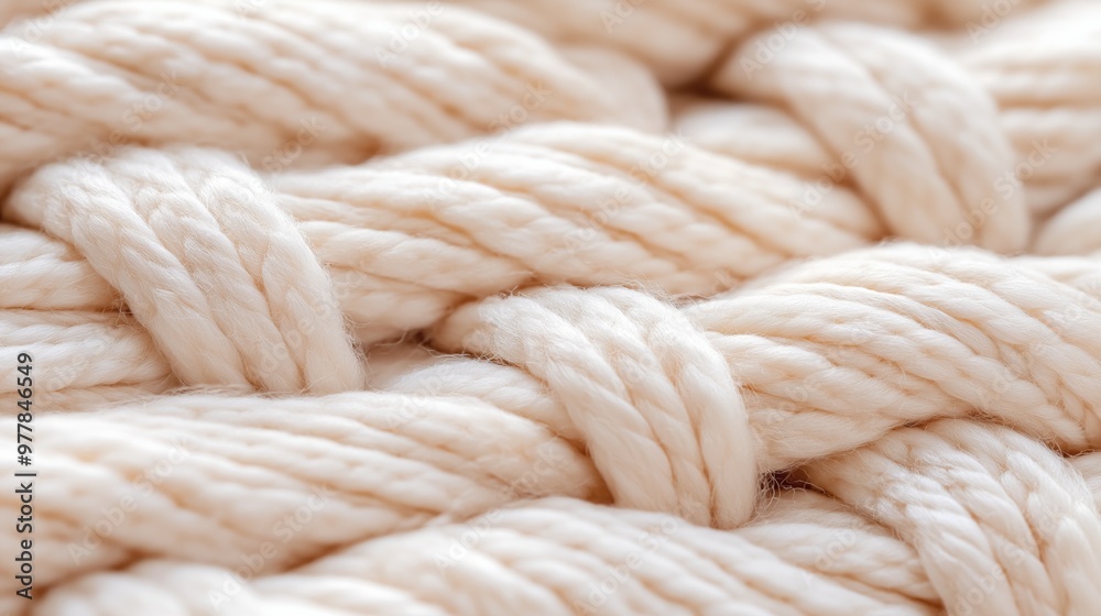 Close-up of a knitted blanket with detailed texture. Close-up of a knitted blanket with detailed texture.