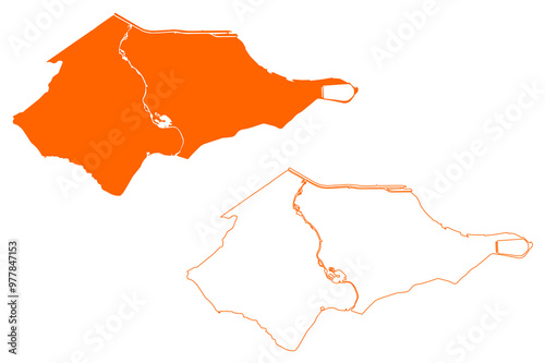 Nissewaard municipality (Kingdom of the Netherlands, Holland, South Holland or Zuid-Holland province) map vector illustration, scribble sketch map