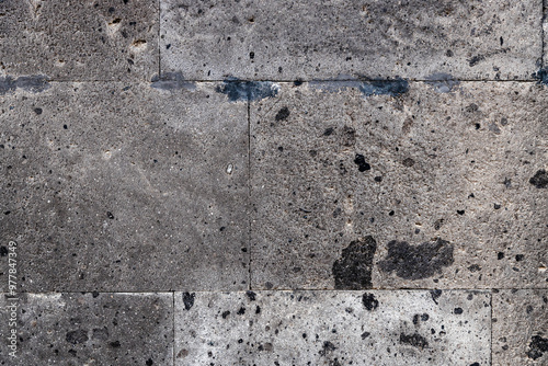 Photography wall of house from natural black tuff stone