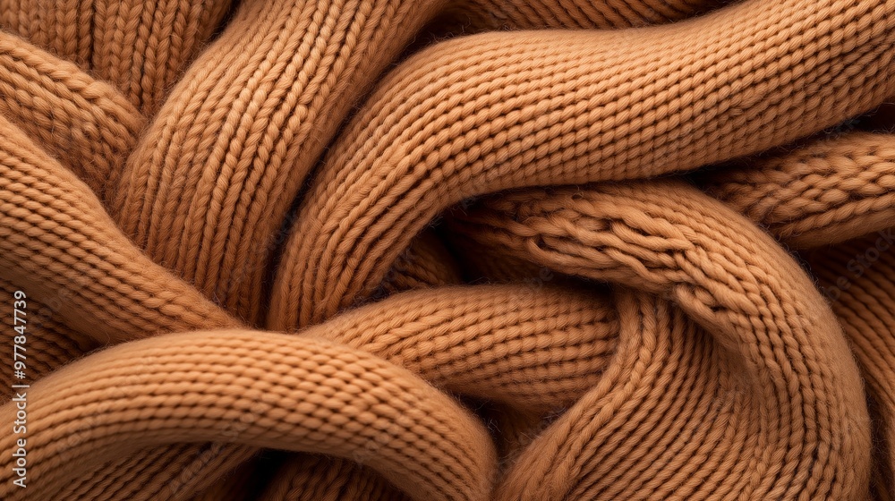 Obraz premium Close-up of a knitted blanket with detailed texture.