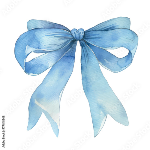 Elegant watercolor blue ribbon