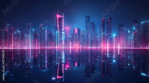 Futuristic Cityscape with Neon Lights