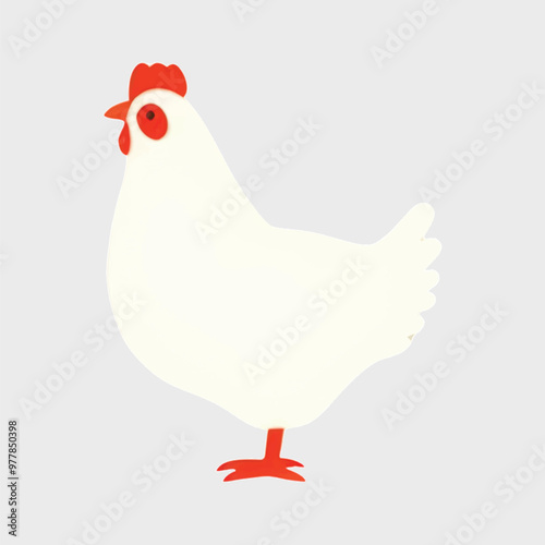 Simple white chicken illustration