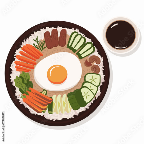 Bibimbap Korean Cuisine Illustration