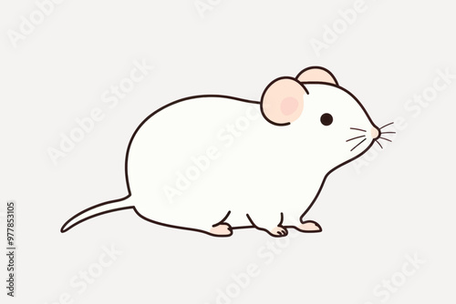 Cute cartoon white mouse illustration