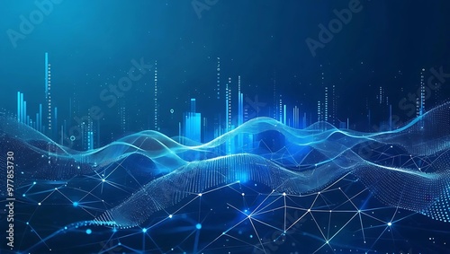Illustration of big data technology showcasing data flow, analysis, and visualization for future data science and AI applications, Generative AI.