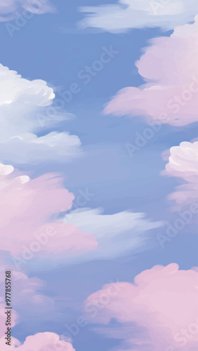 Serene pastel cloudscape painting