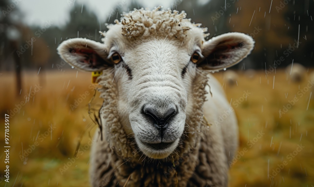 sheep licking its snout, style raw sheep licking its snout, style raw