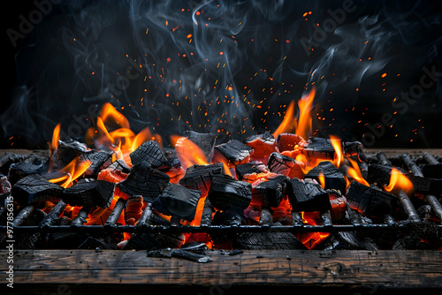 coals burning in the fireplace