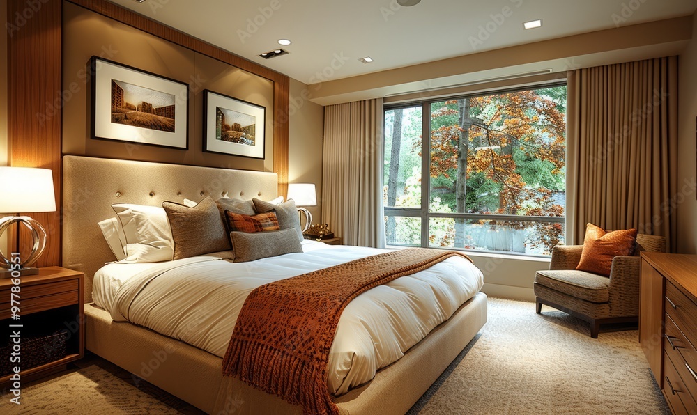 Cozy bedroom in contemporary interior Cozy bedroom in contemporary interior