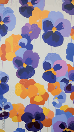 Vibrant pansy flower pattern