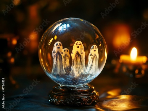 Wallpaper Mural A Glass Sphere Containing Four Ghosts Against a Dark and Glowing Background Torontodigital.ca