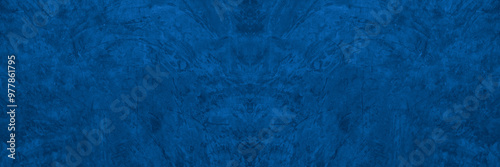 Old wall pattern texture cement blue dark abstract blue color design are light with black gradient background.