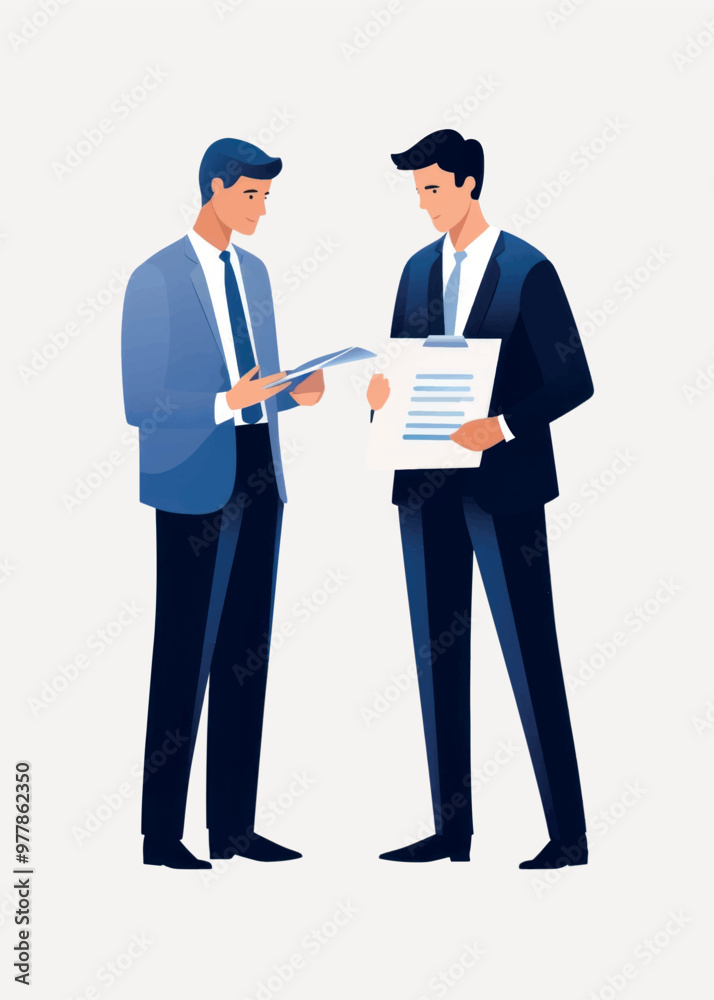 Business professionals discussing documents Business professionals discussing documents