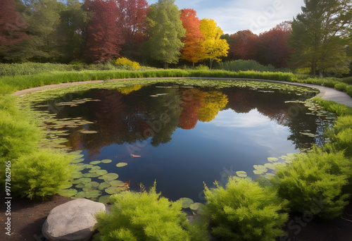 Changing of a Pond Through Seasons photo