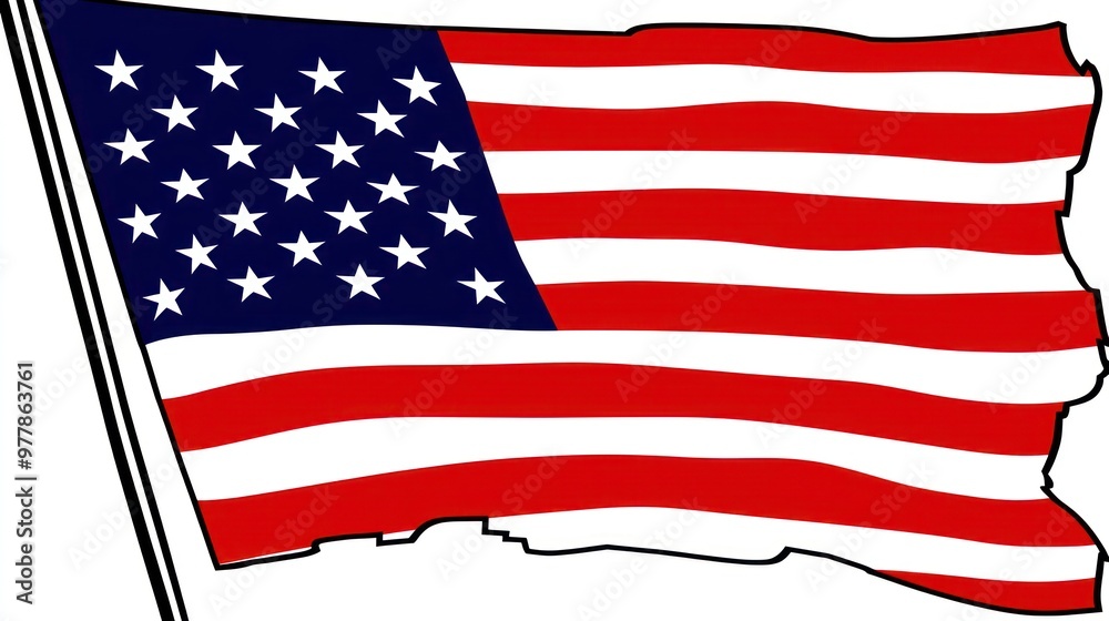 A vibrant flag flies high, symbolizing freedom and national pride during a summer event A vibrant flag flies high, symbolizing freedom and national pride during a summer event