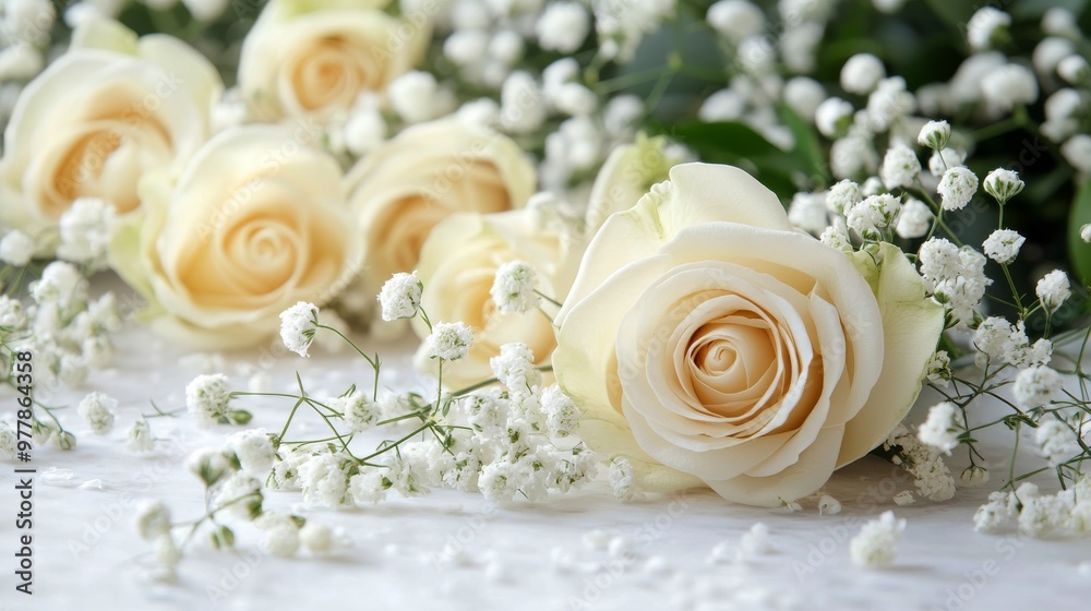 A vibrant bouquet of roses and white flowers arranged beautifully for a special occasion A vibrant bouquet of roses and white flowers arranged beautifully for a special occasion