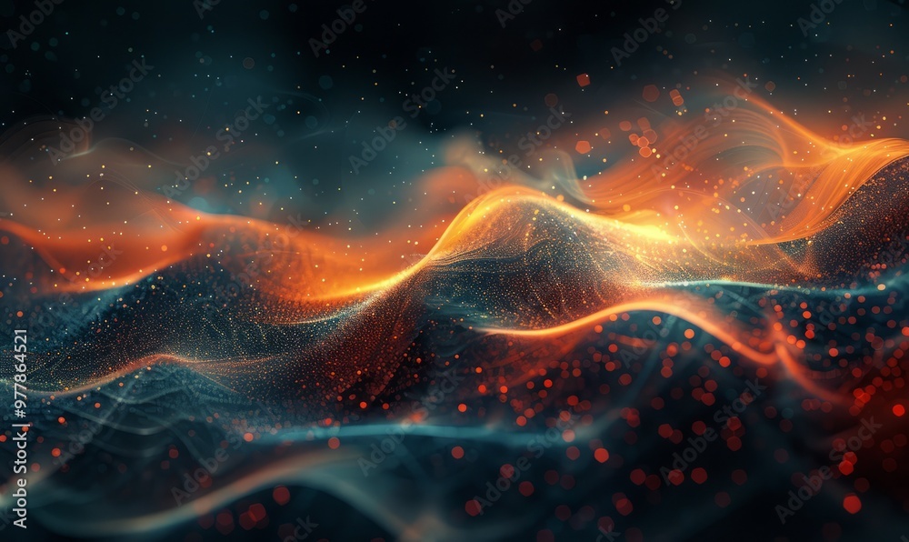 Fototapeta premium Abstract digital background. Can be used for technological processes, neural networks and AI, digital storages, sound and graphic forms, science, education
