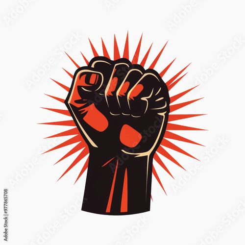 Powerful raised fist illustration