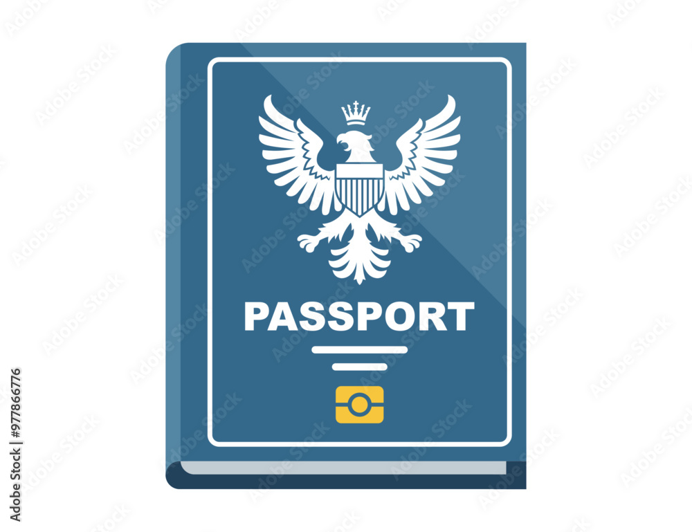blue passport with coat of arms. eagle on foreign passport. blue passport with coat of arms. eagle on foreign passport.