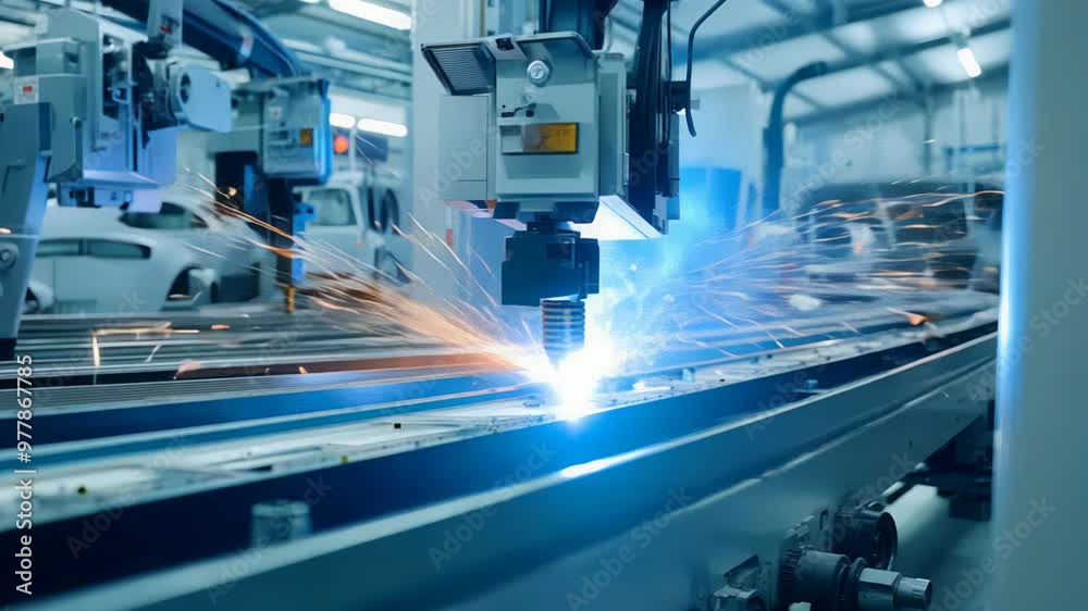 Robots are efficiently executing various tasks on an assembly line in the workshop. The environment is organized and well-lit, emphasizing automation in production. Robots are efficiently executing various tasks on an assembly line in the workshop. The environment is organized and well-lit, emphasizing automation in production.