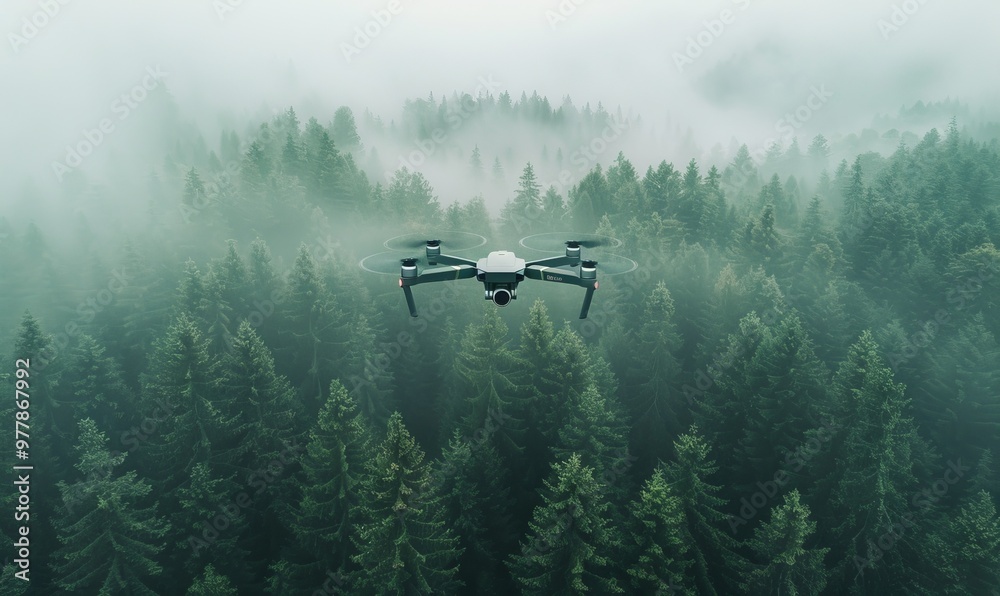 Fototapeta premium dji drone flying over an austrian forest
