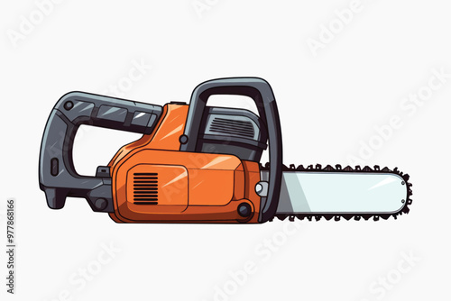 Powerful orange chainsaw illustration