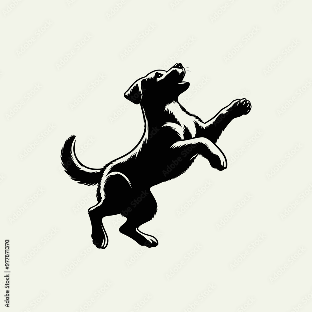 cute dog playing with football vector silhouette illustration cute dog playing with football vector silhouette illustration