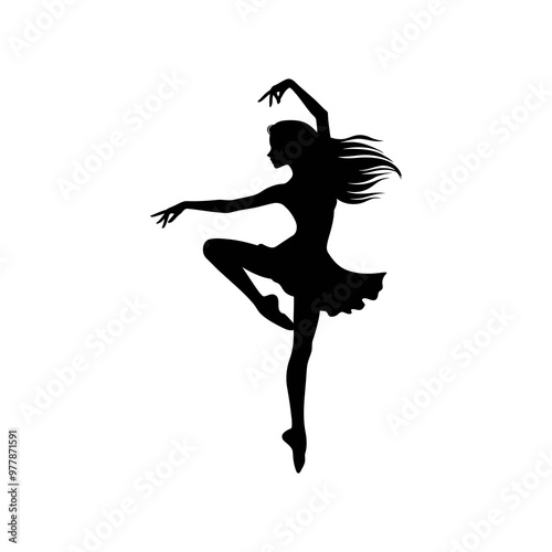  girl dancing isolated vector silhouette illustration