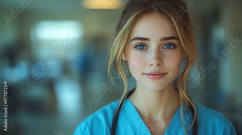 this Young nurse working attentively in a hospital setting, providing care and support.