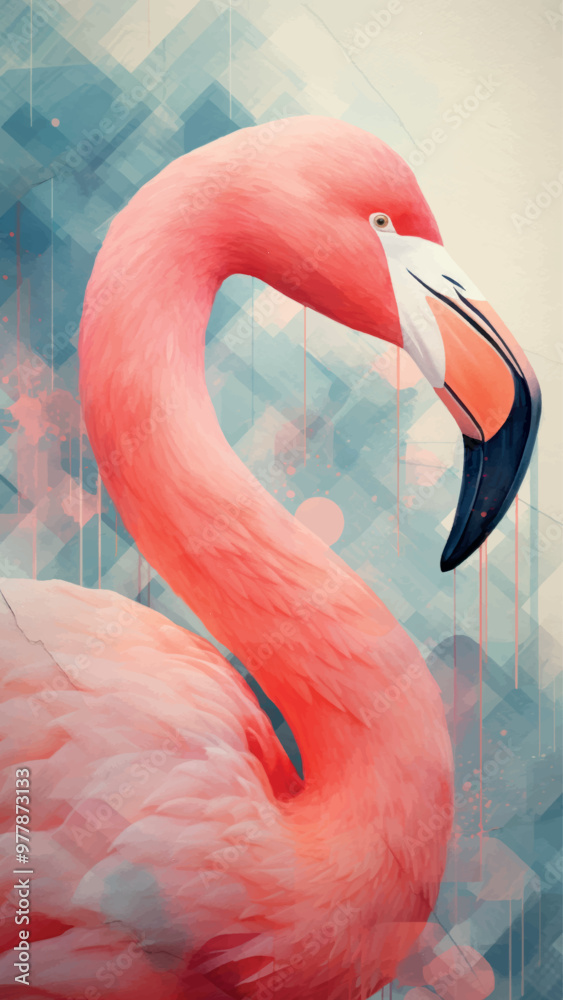 Naklejka premium Elegant pink flamingo art