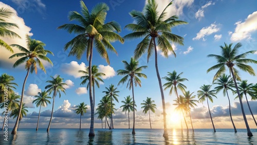 Sunset and palm trees 