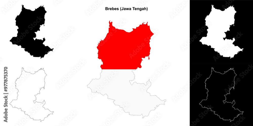 Fototapeta premium Brebes blank outline map set