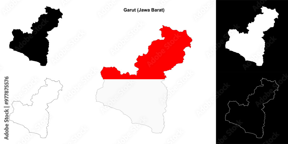 Fototapeta premium Garut blank outline map set