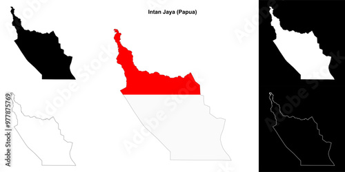 Intan Jaya blank outline map set