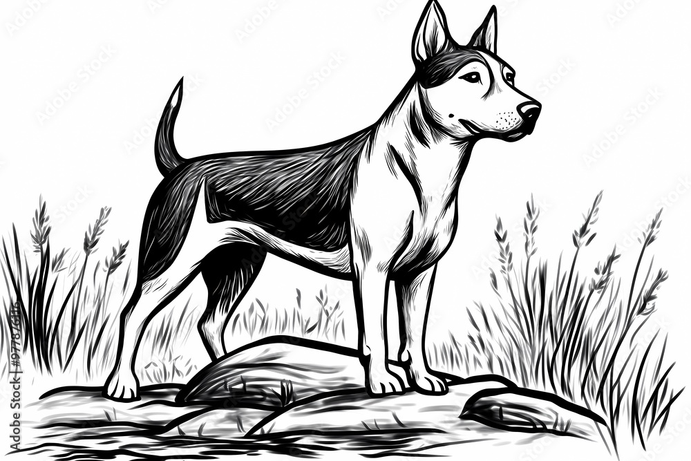 Obraz premium Cute coloring page featuring a playful dog for kids creativity.