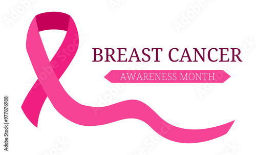 Breast Cancer Awareness Month. Symbol pink ribbon. Tumor. Medical. Flat. October. Health care. Protecting and supporting women's health. Template. Mammography. Minimalistic banner, poster.	
