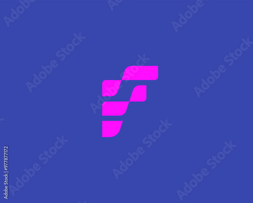 Abstract letter F logotype from different shapes. Creative monogram identity vector sign. Fast speed sign.