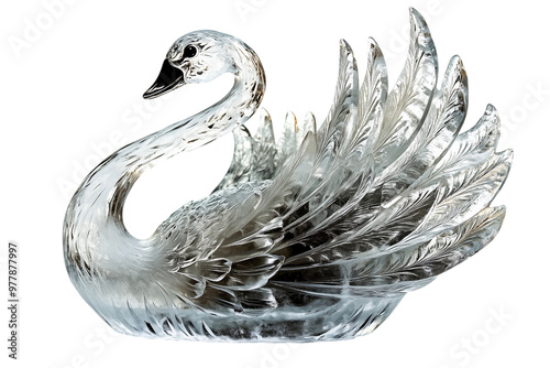 Elegant crystal swan figurine - isolated on White Transparent Background, PNG
 photo