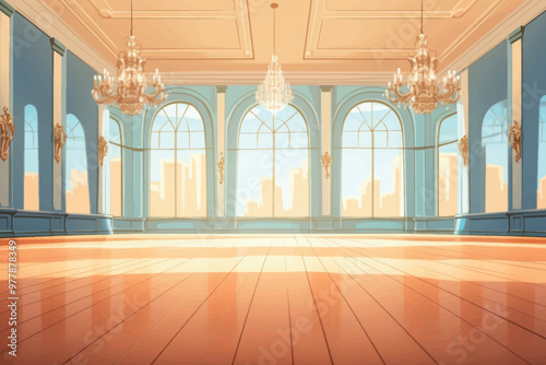 Elegant ballroom with chandeliers
